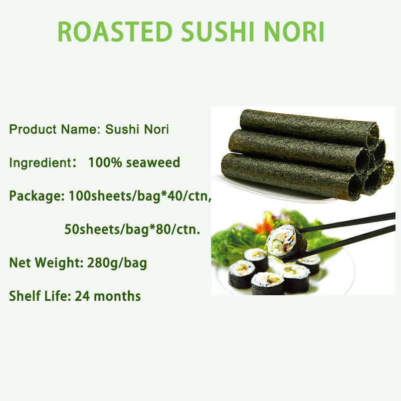 Warna gelap 19*21cm Panggang Nori Seaweed Nori Sheet 280g 100sheets