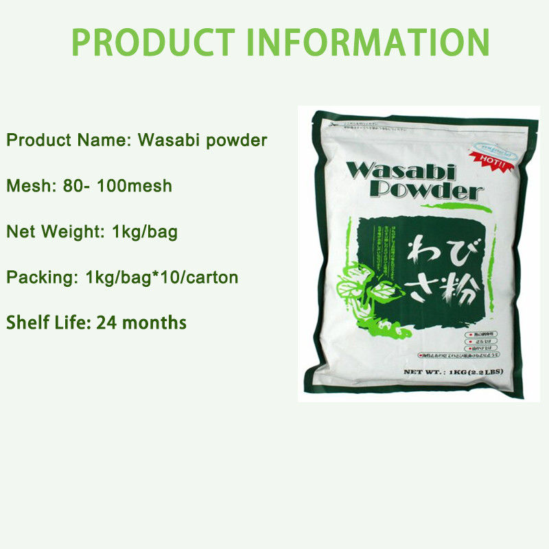 Pabrik OEM Basabi Kering Bumbu Bubuk Basabi Pedas 1kg Per Kantong Untuk Restoran Sushi