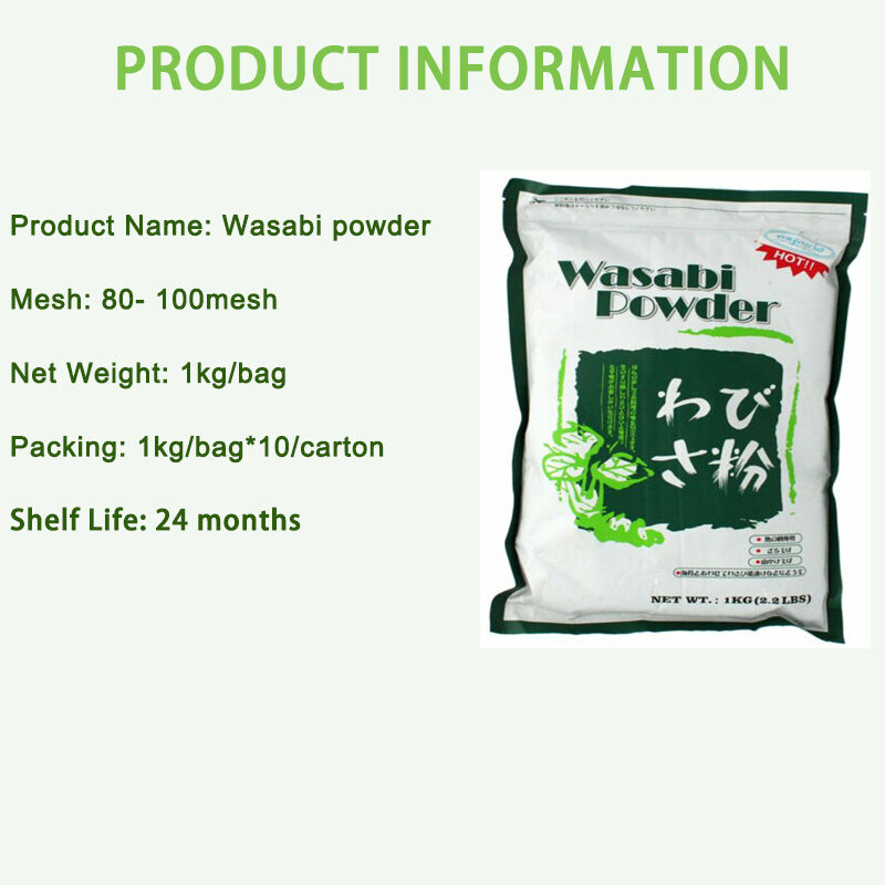 Bubuk Wasabi Murni 80-100 Mesh dengan Rasa Pedas dan Pedas dalam 1 kg Berat bersih untuk Sushi dan Seafood